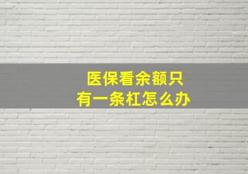 医保看余额只有一条杠怎么办