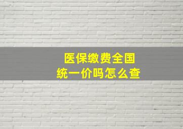 医保缴费全国统一价吗怎么查