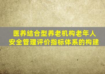 医养结合型养老机构老年人安全管理评价指标体系的构建