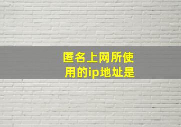 匿名上网所使用的ip地址是