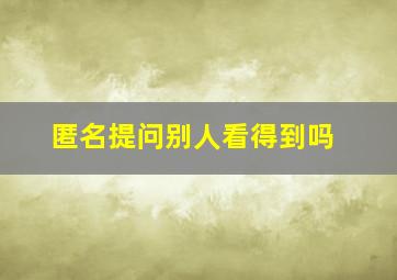 匿名提问别人看得到吗