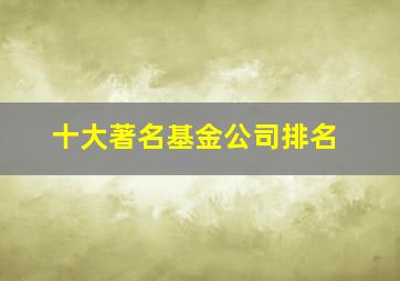 十大著名基金公司排名