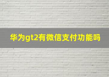 华为gt2有微信支付功能吗