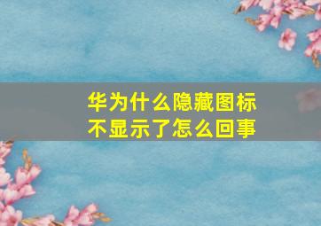 华为什么隐藏图标不显示了怎么回事