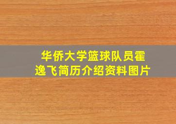 华侨大学篮球队员霍逸飞简历介绍资料图片