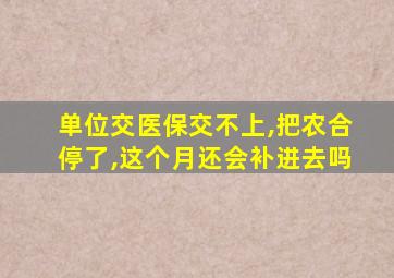 单位交医保交不上,把农合停了,这个月还会补进去吗