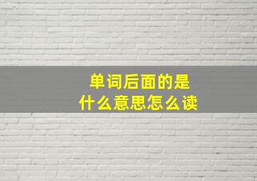 单词后面的是什么意思怎么读