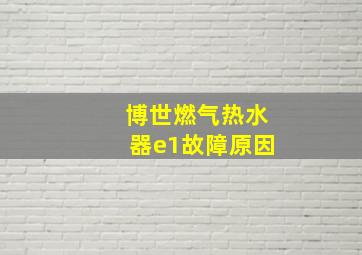 博世燃气热水器e1故障原因