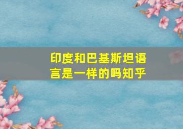 印度和巴基斯坦语言是一样的吗知乎