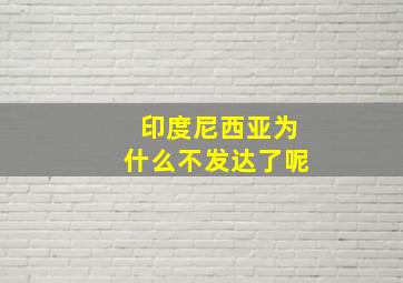 印度尼西亚为什么不发达了呢