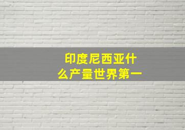 印度尼西亚什么产量世界第一