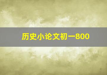 历史小论文初一800