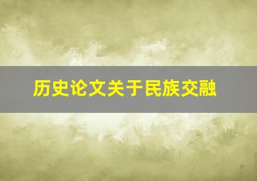 历史论文关于民族交融