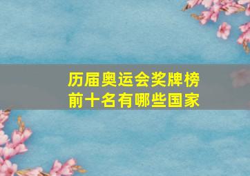 历届奥运会奖牌榜前十名有哪些国家