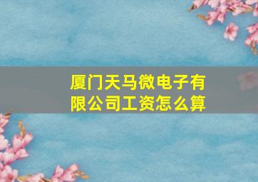 厦门天马微电子有限公司工资怎么算