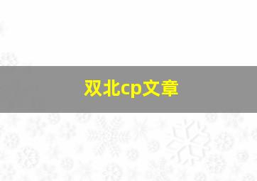 双北cp文章