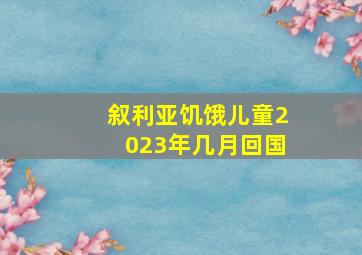 叙利亚饥饿儿童2023年几月回国