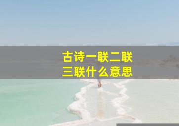 古诗一联二联三联什么意思