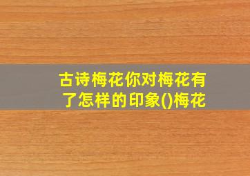 古诗梅花你对梅花有了怎样的印象()梅花