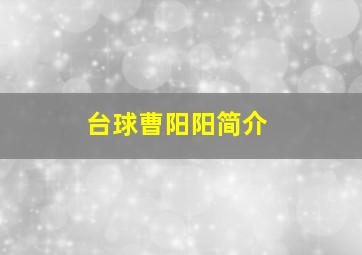 台球曹阳阳简介