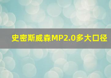 史密斯威森MP2.0多大口径