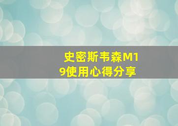 史密斯韦森M19使用心得分享