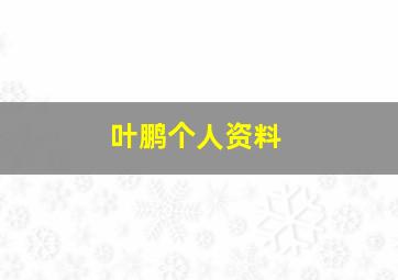 叶鹏个人资料