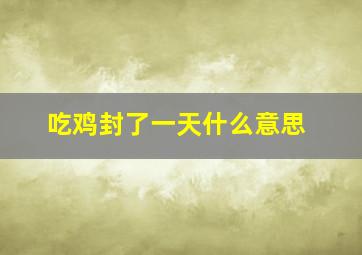 吃鸡封了一天什么意思