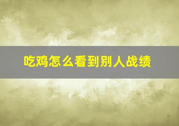 吃鸡怎么看到别人战绩