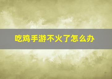 吃鸡手游不火了怎么办