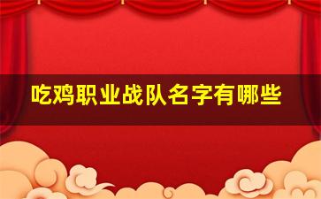 吃鸡职业战队名字有哪些