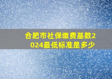 合肥市社保缴费基数2024最低标准是多少