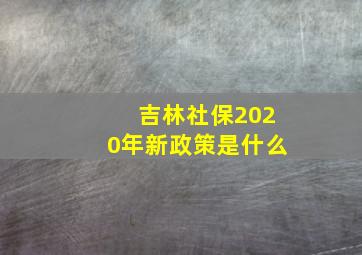 吉林社保2020年新政策是什么