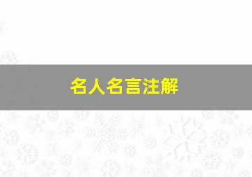 名人名言注解