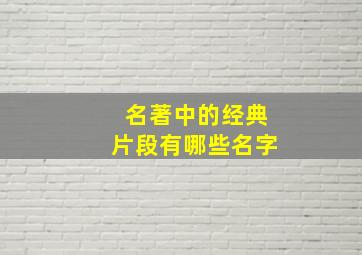 名著中的经典片段有哪些名字