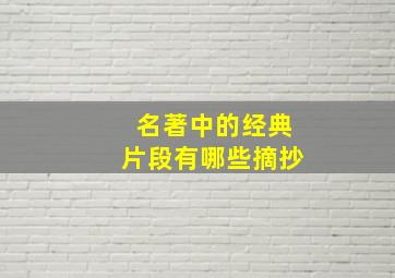 名著中的经典片段有哪些摘抄