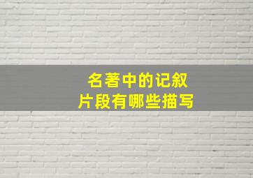 名著中的记叙片段有哪些描写