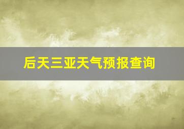 后天三亚天气预报查询