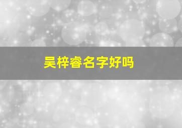 吴梓睿名字好吗