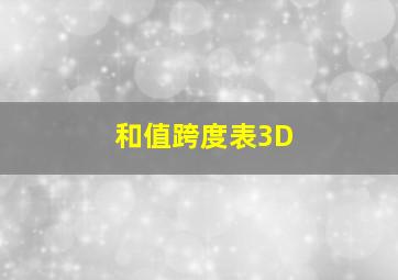 和值跨度表3D