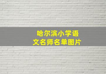 哈尔滨小学语文名师名单图片