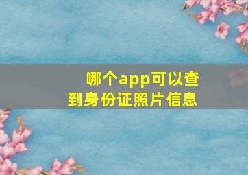 哪个app可以查到身份证照片信息