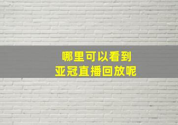 哪里可以看到亚冠直播回放呢