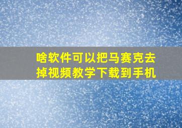 啥软件可以把马赛克去掉视频教学下载到手机