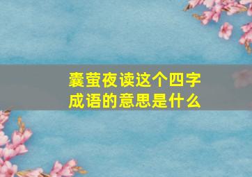 囊萤夜读这个四字成语的意思是什么