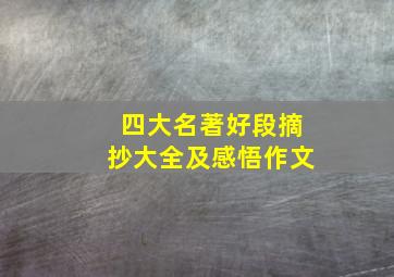 四大名著好段摘抄大全及感悟作文