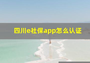 四川e社保app怎么认证