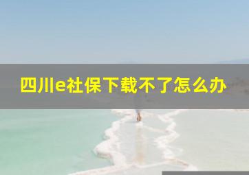 四川e社保下载不了怎么办