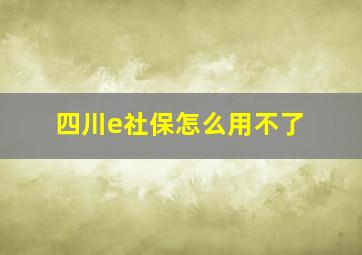 四川e社保怎么用不了