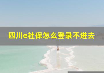 四川e社保怎么登录不进去